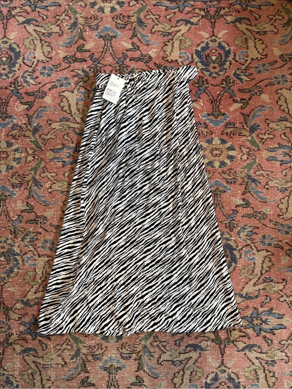 Faithfull the Brand Black and White Zebra A-Line Maxi Skirt